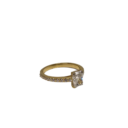 14K Gold Engagement Ring with 1.38ct Radiant-Cut VS Clarity EF Color lab Diamonds