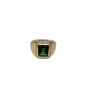 10k yellow gold men ring with beautiful synthetic green saphire MBS-815