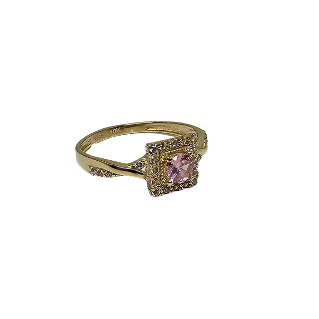 10k Gold Pink Stone  Women Ring New