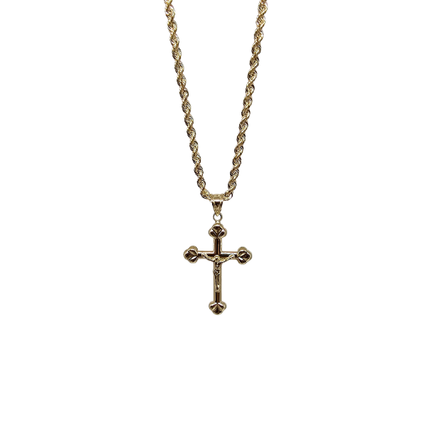 10K Gold Rope Chain + Cross Pendant 10K Gold