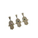 Vibrant 10K Yellow Gold Hamsa Pendant with Blue, Red, or Green Zirconia Stones