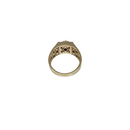 Crimson Command: 10K Yellow Gold Men’s Ring with Synthetic Red Sapphire