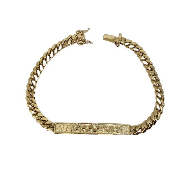 6mm  Bracelet  Cubain Link Crocodile solid Yellow gold New