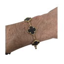 Bracelet en or 10K XL Large trèfle en nacre noire