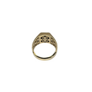 Crimson Flame: 10K Yellow Gold Ring with Synthetic Black Sapphire