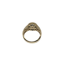 Divine Shadow: 10K Yellow Gold Men’s Ring with Cross on Black Background