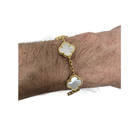 Bracelet en or 10K avec un grand trèfle en nacre blanche