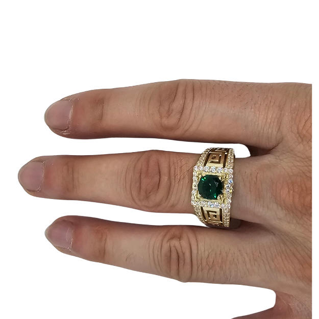 10K Gold Green Stone Ring New CAL-020