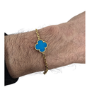 Bracelet en or 10K avec trèfle en nacre bleue