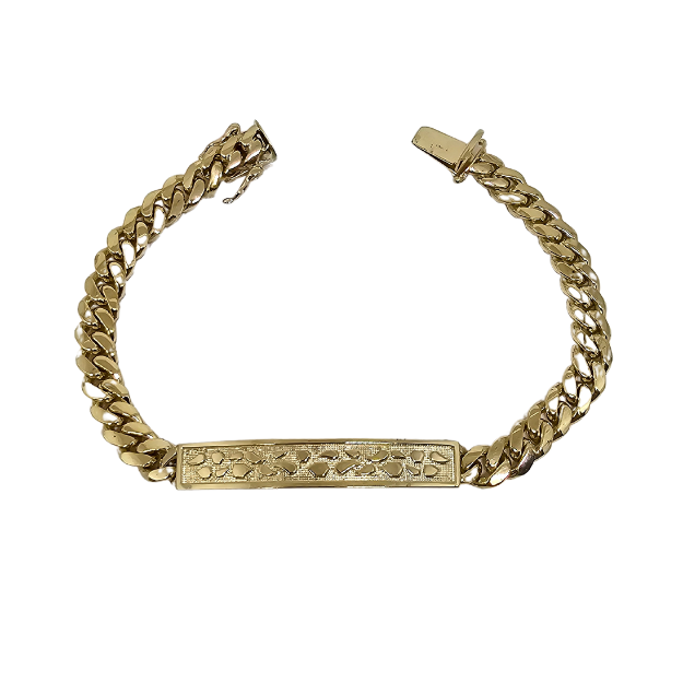 7mm  Bracelet  Cubain Link Crocodile solid Yellow gold New