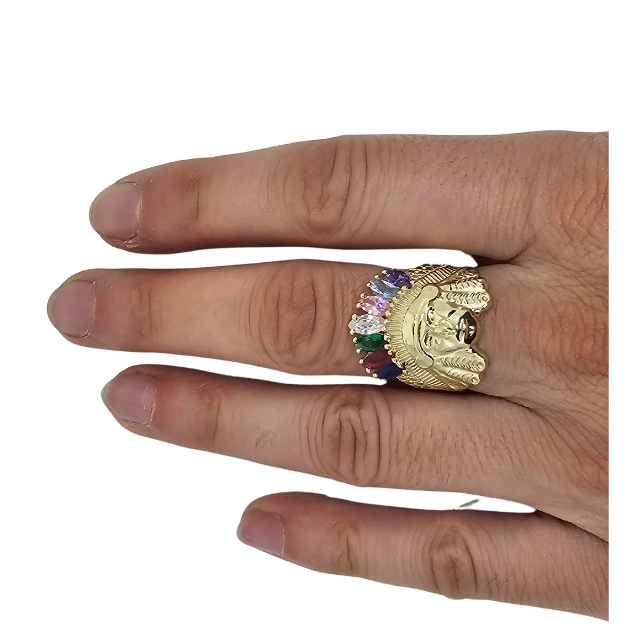 10K Gold American Indian  Ring New CAL-017