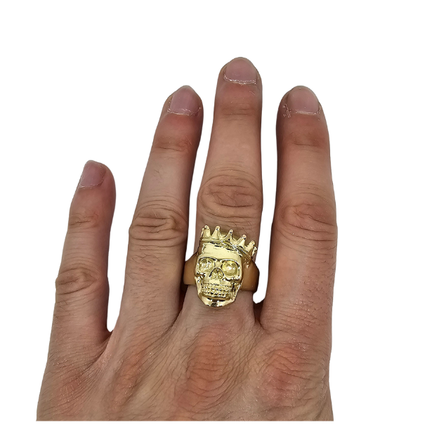 10k Gold Crown Skull Ring
