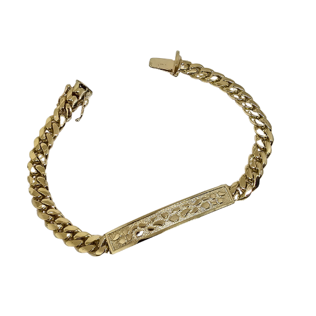 7mm  Bracelet  Cubain Link Crocodile solid Yellow gold New