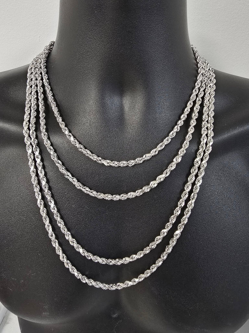 5MM 10K Diamond Cut Rope Chain White Gold