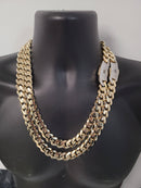 15mm 10k Yellow Gold Monaco Chain lock crystals