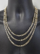 5mm Figaro Chain Diamond Cut 10K Yellow Gold Solid/Full