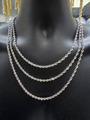 4mm 10k Laser Cut rope chain White Gold
