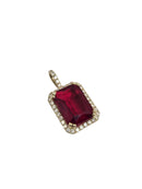 10k Red Synthetic ruby 0.75ct diamonds