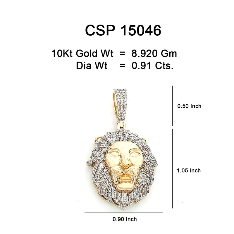 10k Lion  0.91ct of Diamonds