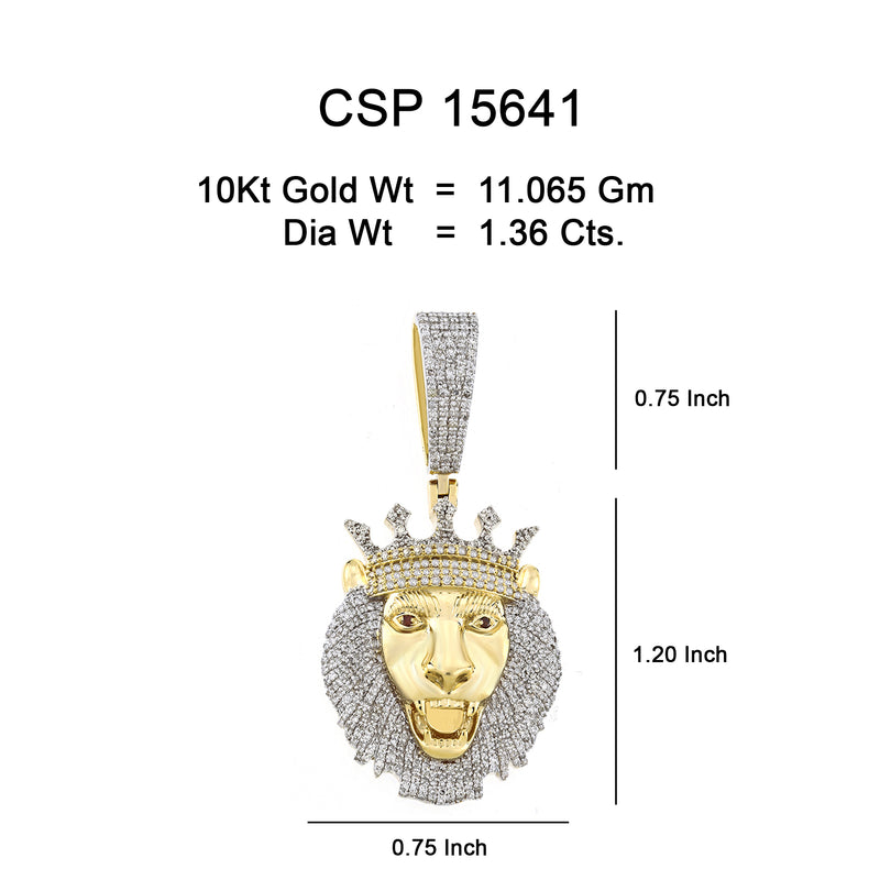 10k Lion Crown   1.36ct of Diamonds