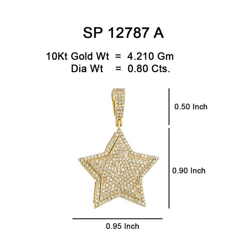 10k  Gold 0.80ct Diamond Pendant Star