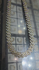 13mm 10k Monaco chain with Crystal Stones