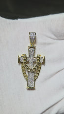 10k cross 0.50ct diamonds style cuban