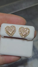 10k 1.08ct heart Diamond Stud Screw Back Earing