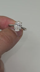 Beautiful Oval shape 2.10CT Lab Diamond Engagement Rings in 14K White Gold