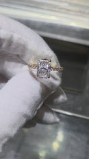 Bague de fiançailles en or jaune 14k 3.46ct radiant  vs diamant lab