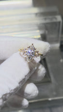 Bague de fiançailles solitaire en or jaune 14k 2.36ct marquise  vs diamant lab