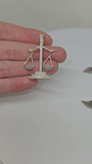 Balance Justice Pendant 1.22ct of Diamonds 10k Gold NEW