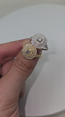 Bague de fiançailles élégante en or blanc ou jaune 14 carats - 0,90 ct total de diamants de culture biologique