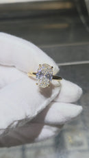 Bague de fiançailles en or jaune 14k 4.14ct Oval vs diamant lab