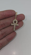Pendentif croix en or jaune 10K avec 0.50 CT SI - Diamants naturels