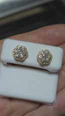 10k 0.97ct Flower Diamond Stud Screw Back Earing