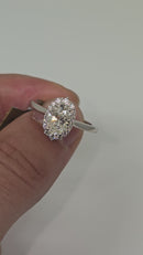 Beautiful Oval  shape 1.30CT Lab Diamond Engagement Rings in 14K White Gold