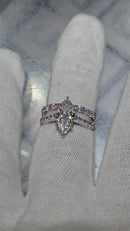 Bague de fiançailles en or blanc 14k 3.61ct marquise vs diamant lab