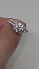 Refined Rond shape 2.93CT Lab Diamond Engagement Rings in 14K White Gold