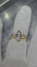 Beautiful Marquise Shape 3.58CT VS Lab Diamond Engagement Rings in 14K yellow gold