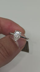 Beautiful Pear shape 1.12CT Lab Diamond Engagement Rings in 14K White Gold