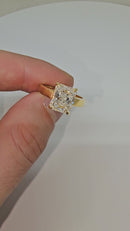 14K Gold Solitaire Engagement Ring with 3.07ct Radiant-Cut VS Clarity EF Color Lab Diamond