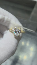 Bague de fiançailles en or jaune 14k 2.65ct Radiant vs diamant lab