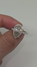 Beautiful Pear shape 3.58CT Lab Diamond Engagement Rings in 14K White Gold