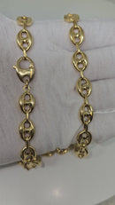 18k 9.5mm Coffee beans Link Hollow