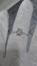 Bague de fiançailles en or jaune 14k 1.02ct radiant vs diamant lab