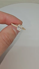 14K Gold Engagement Ring with 1.38ct Radiant-Cut VS Clarity EF Color lab Diamonds