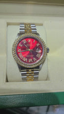 rolex datejust 36mm 2.00ct diamonds romain dial rouge