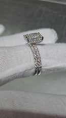 Beautiful Radiantl Shape 3.23CT VS Lab Diamond Engagement Rings in 14K