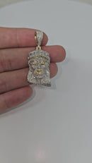 10k Jesus Cuban link Style 1.28ct Of Diamonds 10k Gold